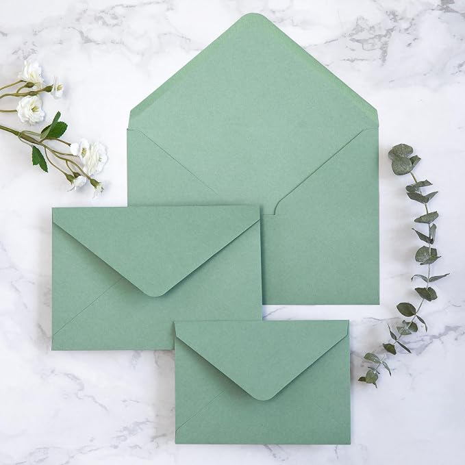 PONATIA 50 Pack A1 Envelopes, 3.63 x 5.2'' Sage Green Envelopes Perfect - Image 6
