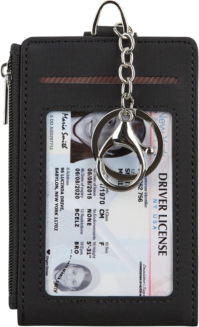 Women & Men Keychain Card Holder Case Zipper Slim Minimalist Front Pocket Wallet by Cynure