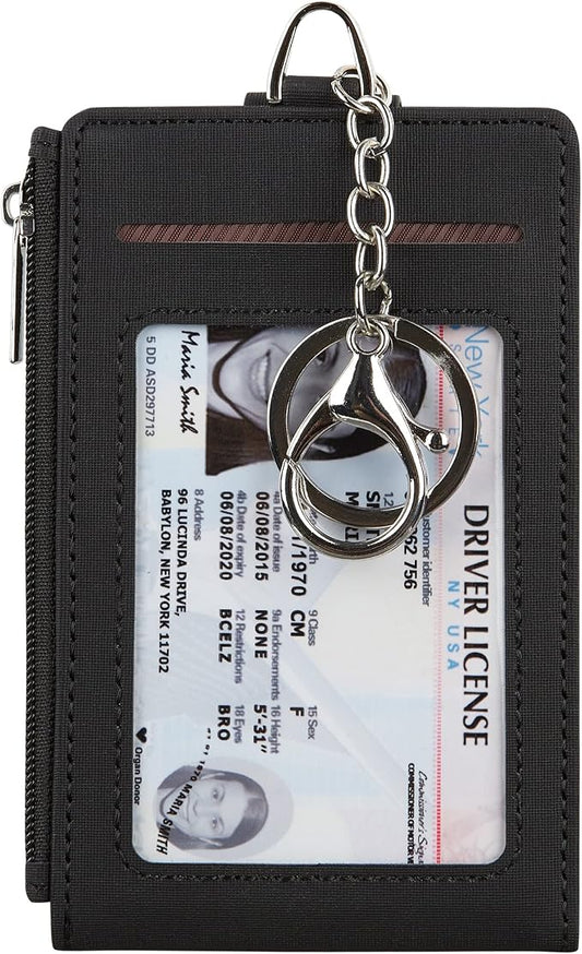Women & Men Keychain Card Holder Case Zipper Slim Minimalist Front Pocket Wallet by Cynure