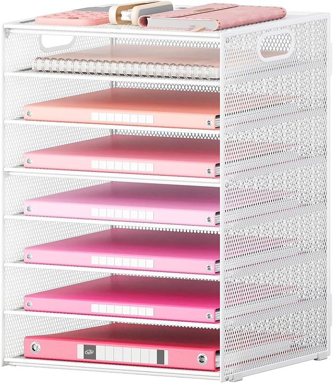Lavatino 8-Tier Letter Tray Desk Paper Organizer, Mesh File Tray Organizer by Lavatino