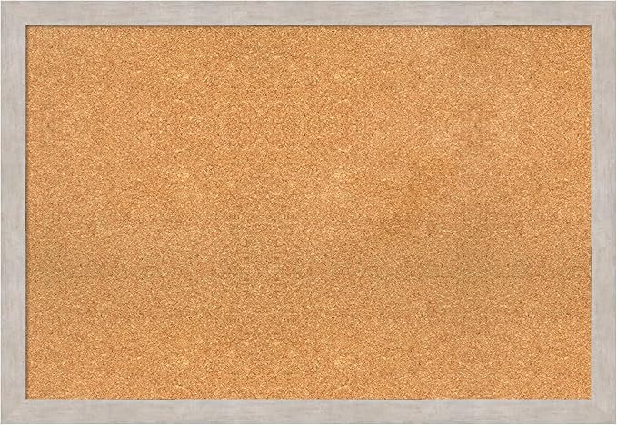 Amanti Art Natural Cork Board for Wall, 27x39 Vision Board with Silver Wood Frame, Large Corkboard Office Decor for Home Organization, Casual Corkboard Pinboard to display items for home organization-DeskLoop Office