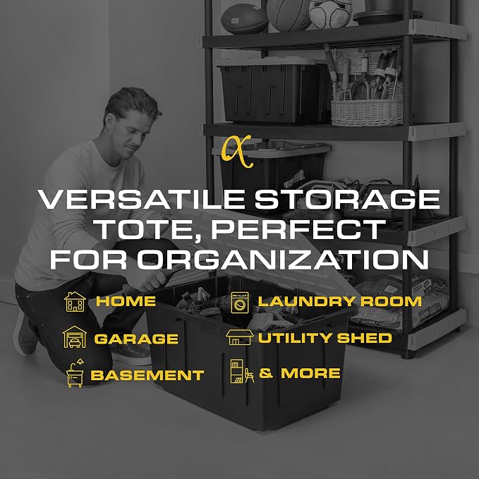 CX Black & Yellow 27-Gallon Heavy Duty Stackable Storage Bins - Image 6