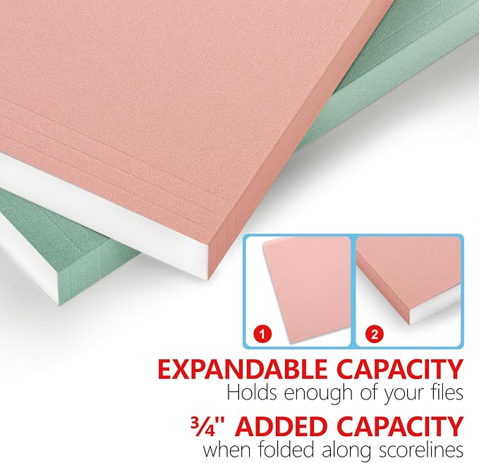pmybupo Pink File Folders with Tabs –Colored File Folders, 1/3 Cut Top Tabs - Image 7