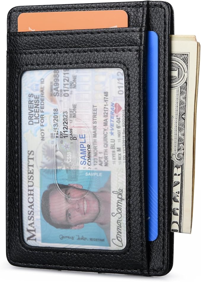 Buffway Slim Minimalist Front Pocket RFID Blocking Leather Wallets - Image 2