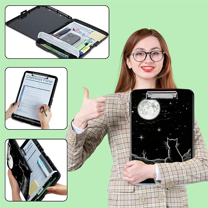 Clipboard with Storage, Plastic Clipboards with Pen Holder, High Capacity - Image 4