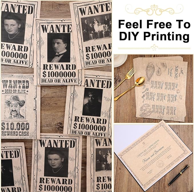 Epakh 150 Pcs Old Age Parchment Paper 8.5 x 11 Inch Standard Letter Vintage Colored Old Parchment Semblance Double Side Printing Paper (Dark Beige)-DeskLoop Office