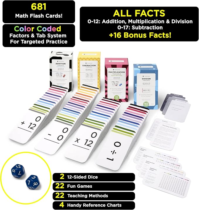 Award-Winning Math Flash Cards – 681 Addition, Subtraction, Teaching Methods & - Image 3