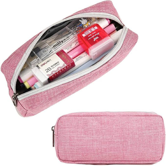Della Gao Small Pencil Case Large Capacity Pencil Pouch Marker Pen Bag Coin Pouch Office Stationery Organizer (Pink)-DeskLoop Office