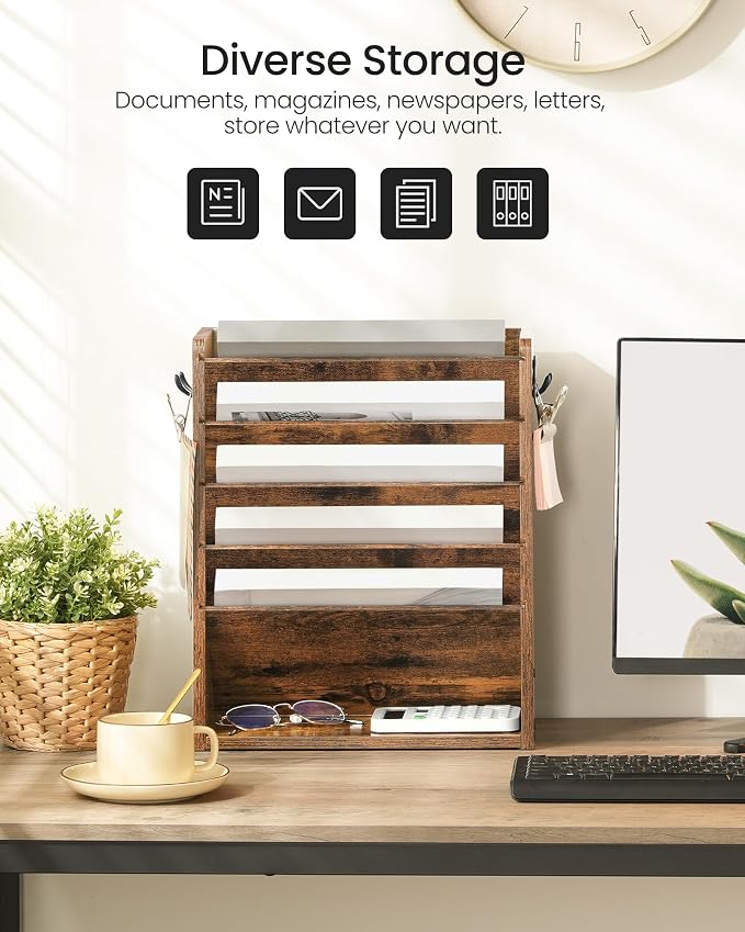 CHOEZON Wall File Organizer, 6-Tier Vertical Mount Hanging Holder - Image 3