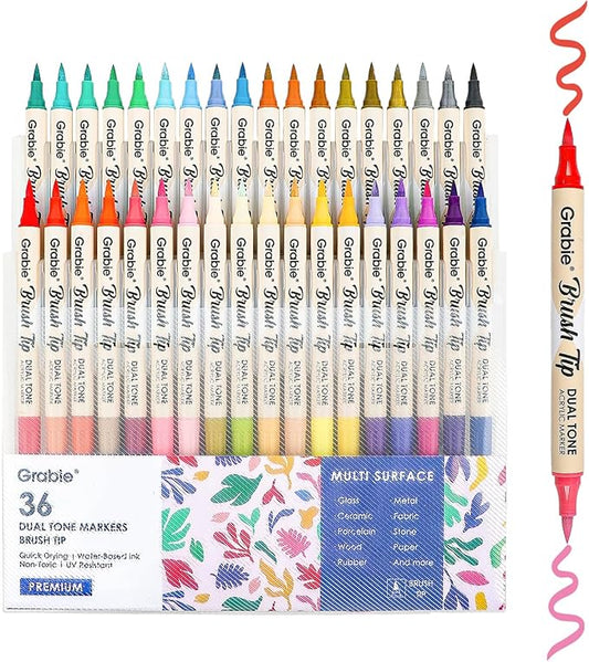 Grabie 72 Colors Acrylic Paint Markers, Soft Brush Tip Acrylic Markers Set, Paint Pens for Wood, Fabric, Canvas, Glass, Stone, Canvas, Rock Painting and DIY Crafts Art Supplies-DeskLoop Office