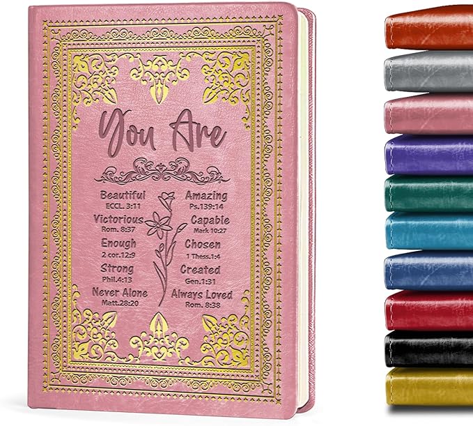 Pink A5 Lined Leather Journal Notebook,Inspirational Christian Gifts Hardcover Executive Notebooks for Men Women,200 Pages 100 Gsm Thick Ruled Paper Daily Diary for School,Family ,Friends,Work (You Beautiful Pink)-DeskLoop Office