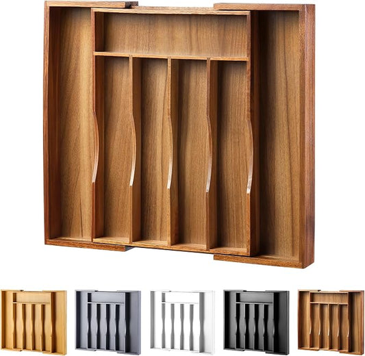 oridom Expandable Acacia Kitchen Drawer Organizer by oridom