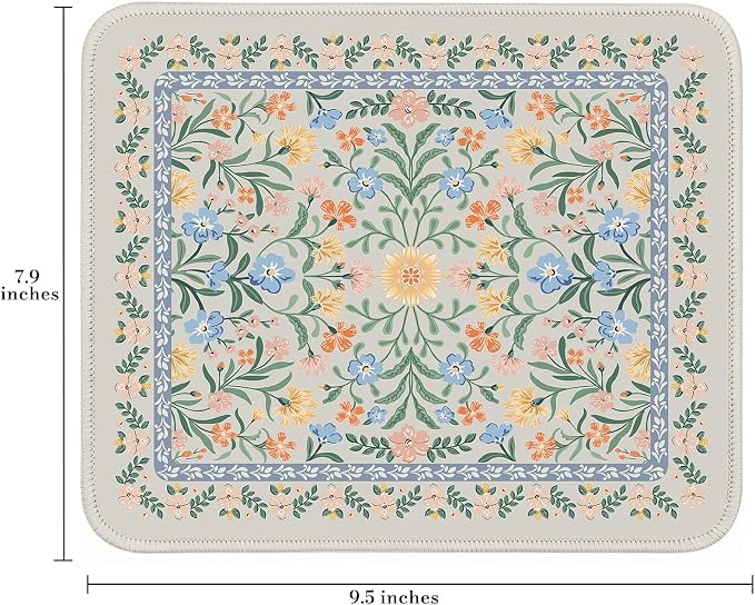iCasso Aesthetic Small Floral Mouse Pad, Mini Portable Travel Mousepad - Image 2
