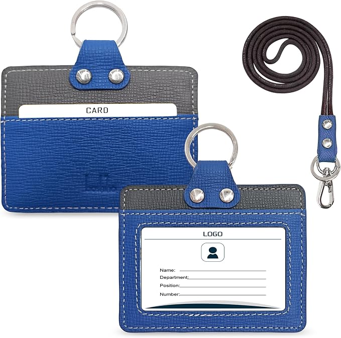 Badge Holder: Boshiho Cowhide Leather ID Badge Card Holder by boshiho