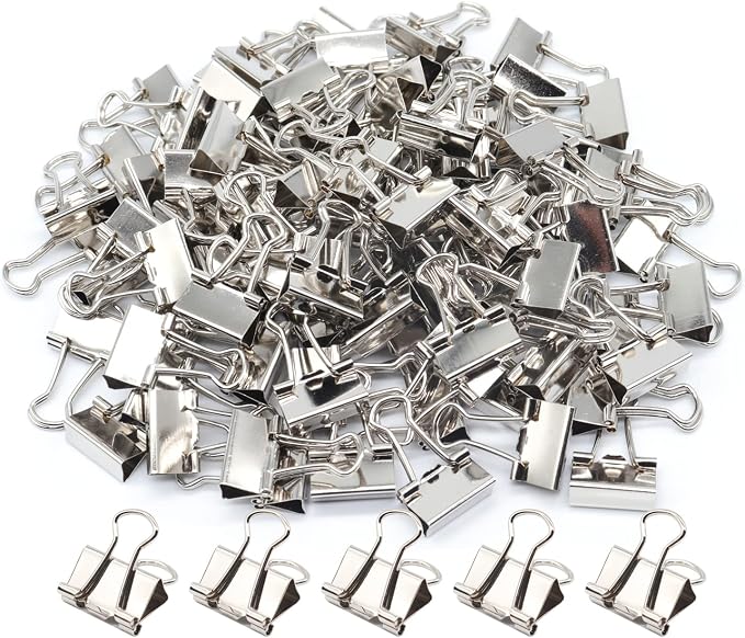 Silver Binder Clips, Mini Paper Clip, Small Paper Clamps 15mm, 100 Pack Micro by YCVIORING