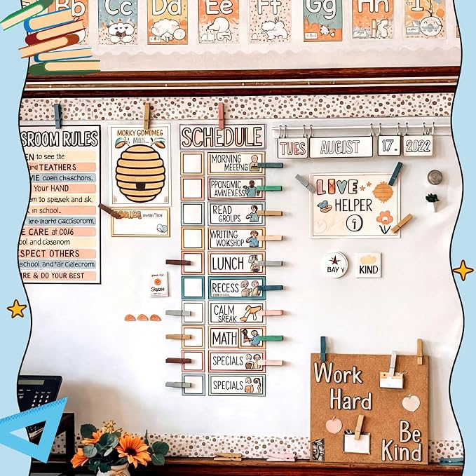 Ctosree 48 Pcs Classroom Magnetic Wooden Clips - Image 6