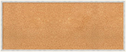 Amanti Art Natural Cork Board for Wall, 17x41 Vision Board with White Frame, Large Corkboard Office Decor for Home Organization, Modern Corkboard Pinboard to Display Items for Home Organization in-DeskLoop Office