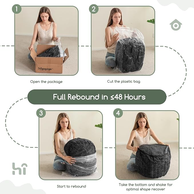 HIGOGOGO Pouf Ottoman Stuffed Round Modern Foam Filled Foot Rest Poufs - Image 6