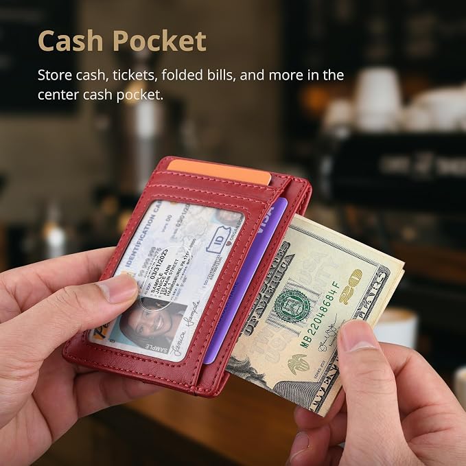 Buffway Slim Minimalist Front Pocket RFID Blocking Leather Wallets - Image 5