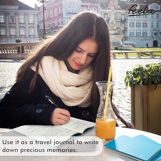 8 Pack Soft Cover Journal Bulk, Feela Notebooks College Ruled for Work, Lined Travel Journal for Women Men, Note Taking Notebook School Supplies Business Writing, 8.2” x 5.5”, A5, Blue-DeskLoop Office