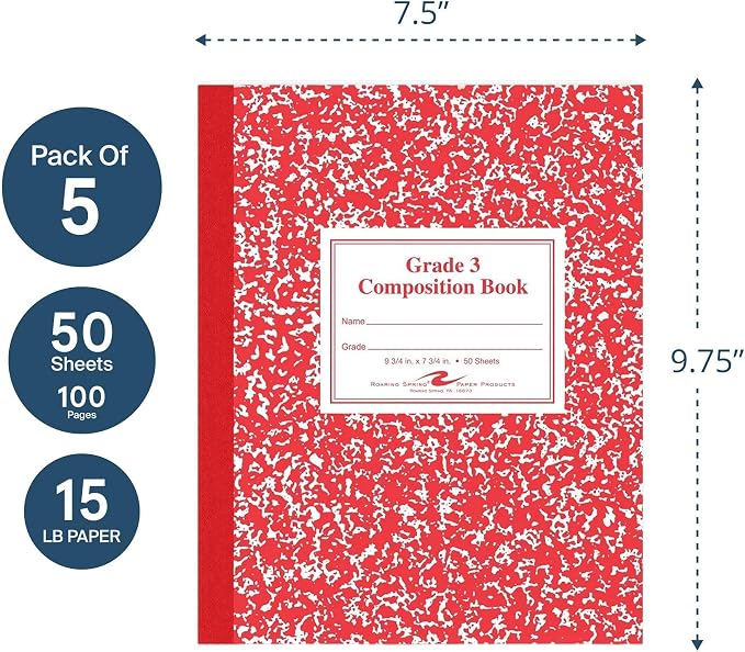 Roaring Spring Grade 1 Composition Book, 9 3/4 in X 7 3/4 in, 50 sheets - Image 3