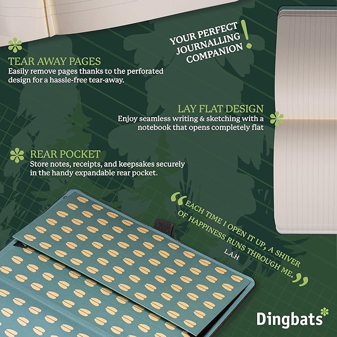 Dingbats* Wildlife Plain Writing Journal Notebook A5 - Vegan Leather Hardcover - Ideal for Work, Travel - Pocket, Elastic Closure, & Bookmark-DeskLoop Office