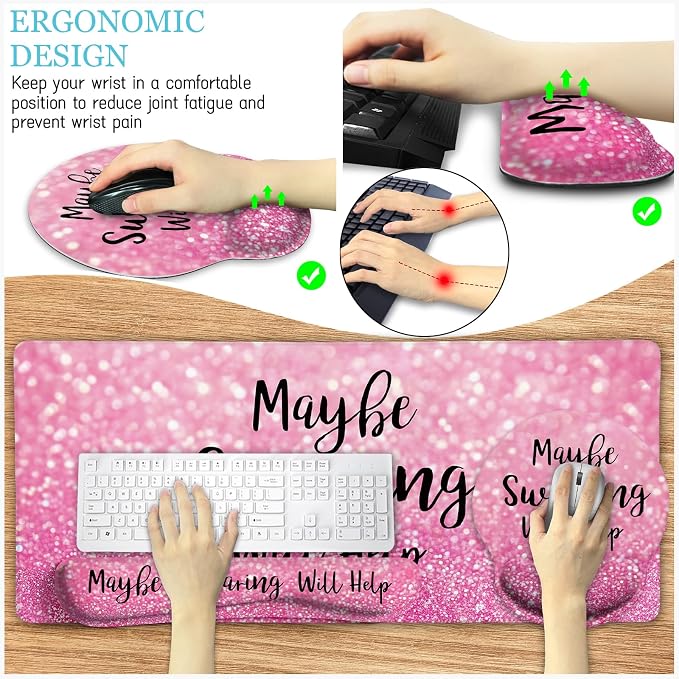 LIMKRIAN Pink Mouse Pad Set, Ergonomic Mouse Pad - Image 7