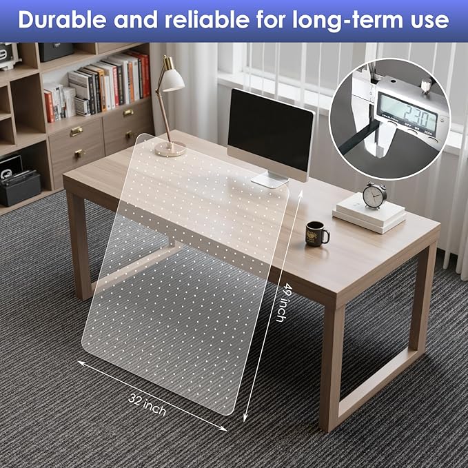 Kuyal Office Chair Mat for Carpet, 32x49 Clear Heavy Duty Computer Chair Mat - Image 2