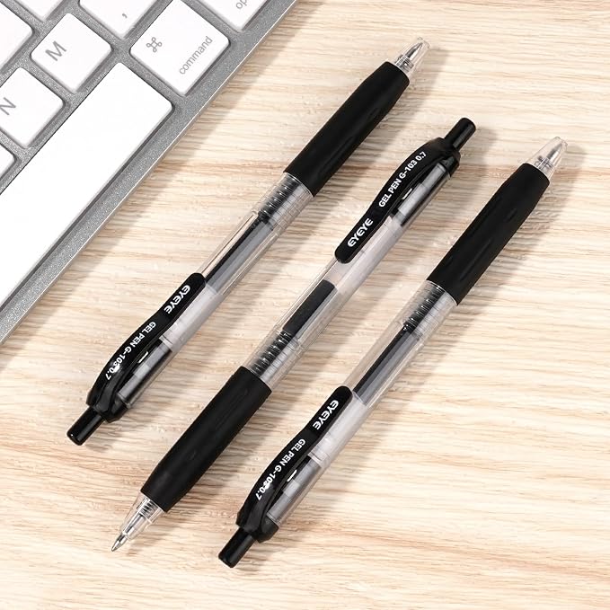 EYEYE G-103 Black Gel Pens 0.7mm, 10 Pack Retractable Medium Point Ballpoint - Image 6