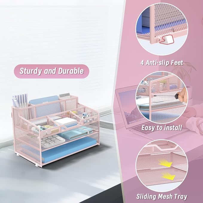 3 Tier Mesh Desk Organizer - Image 4