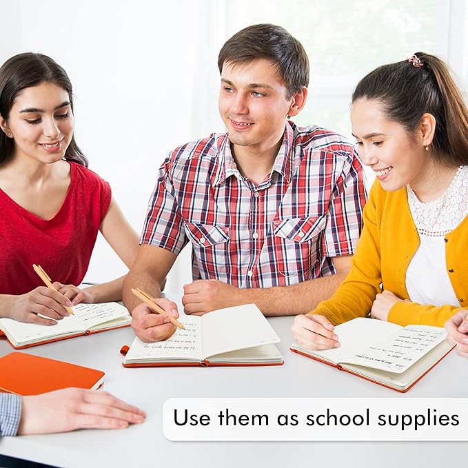 12 Pack Notebooks Journals Bulk with 12 Black Pens, Feela A5 Hardcover Notebook Classic Ruled Journal Set with Pen Holder for School Business Work Travel Writing, 120 GSM, 5.1”x8.3”, Orange-DeskLoop Office