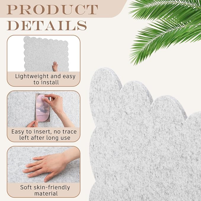 Mooliwe Scalloped Felt Bulletin Board 36 x 24 Inches Foldable Light Gray Pin - Image 3