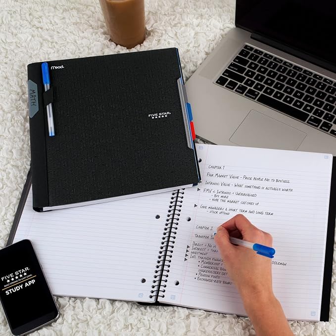 Five Star Advance Spiral Notebook + Study App, 3 Subject, College Ruled Paper - Image 8