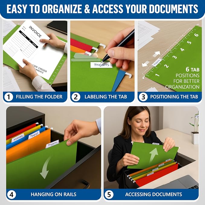 50 Pack Hanging File Folders Legal Size 8.5x14 - Image 4