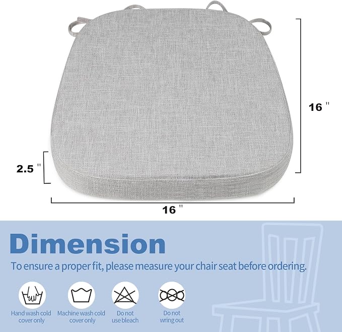 BUYUE Thickened 2.5" Friendly Woven Fabric Dining Chair Cushion, U-Shape High - Image 3