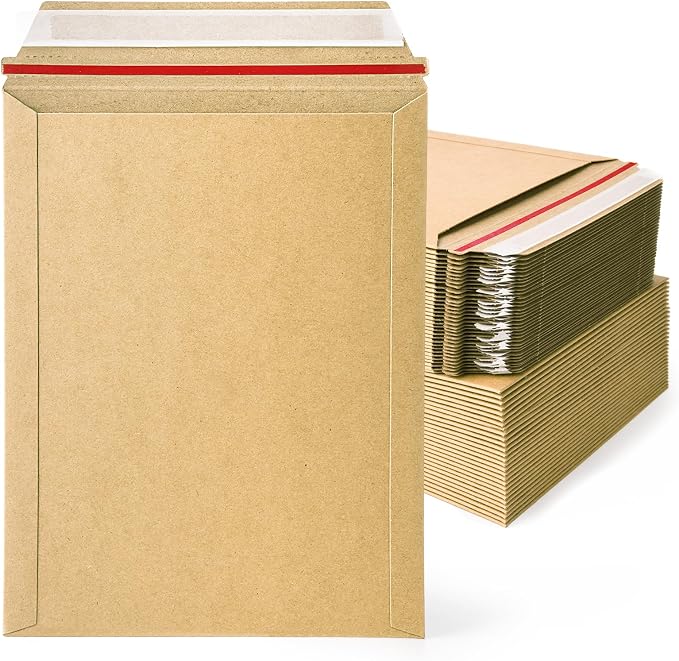 zmybcpack 50 Pack 7x9 inch Kraft Rigid Mailer Self Seal Photo Document Mailers by zmybcpack