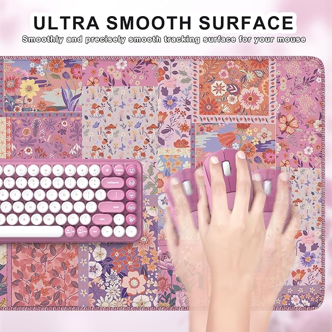 iCasso Floral Desk Pad Mat, Large Mouse Pad, Desk Matt - Image 3