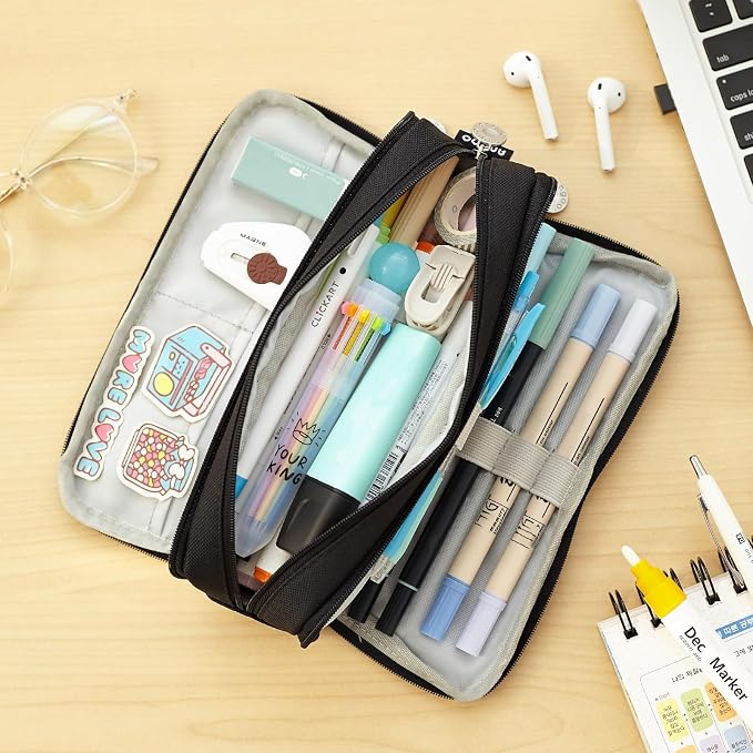 CICIMELON Large Capacity Pencil Case 3 Compartment Pouch Pen Bag - Image 6