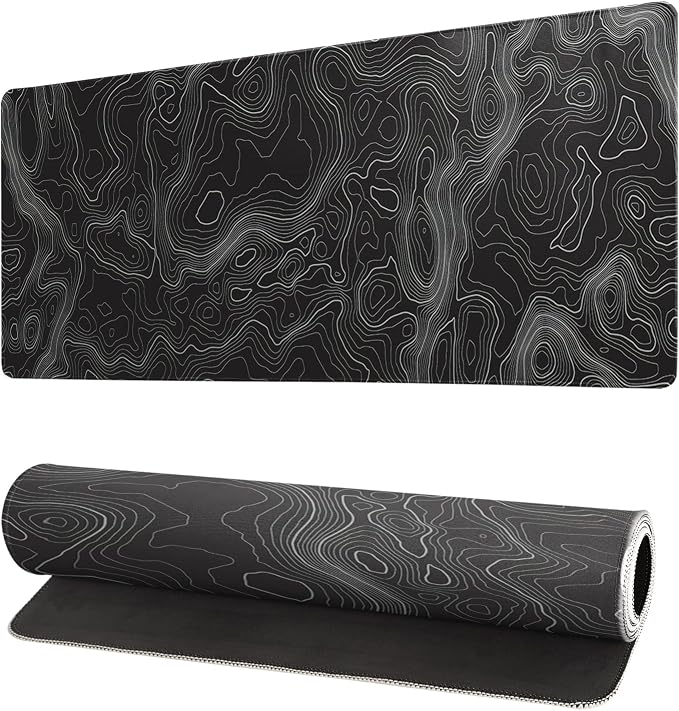 Topographic Contour Extended Big Mouse Pad Large, Gaming Mouse Pad Desk Pad by Siski