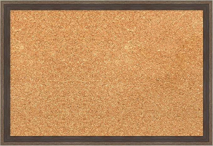 Amanti Art Natural Cork Board for Wall, 13x19 Vision Board with Brown Wood Frame, Small Corkboard Office Decor for Home Organization, Modern Corkboard Pinboard to Display Items for Home Organization-DeskLoop Office