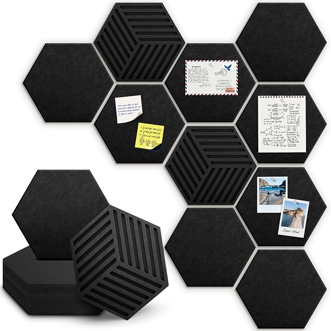 Hexagon Large Cork Bulletin Board Tiles, Peel and Stick Felt Wall Panels by faainit