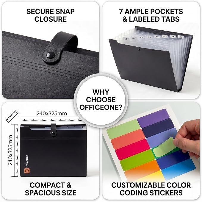 OfficeOne 8-Pocket Expanding File Folder, A4 Letter Size Accordion Document - Image 5