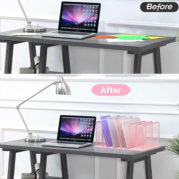 Kuntine.B Desk File Organizer Upright Mesh Desktop Organizer File Sorter Office - Image 3