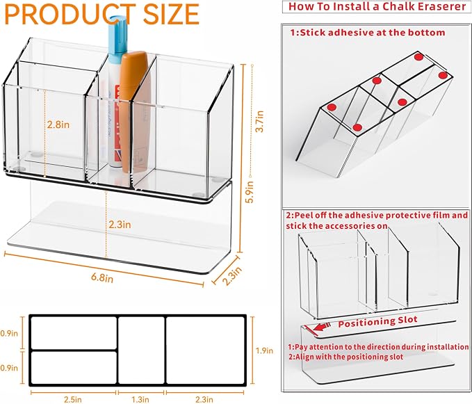 Yieach Clear Magnetic Dry Erase Marker Holder - Image 3