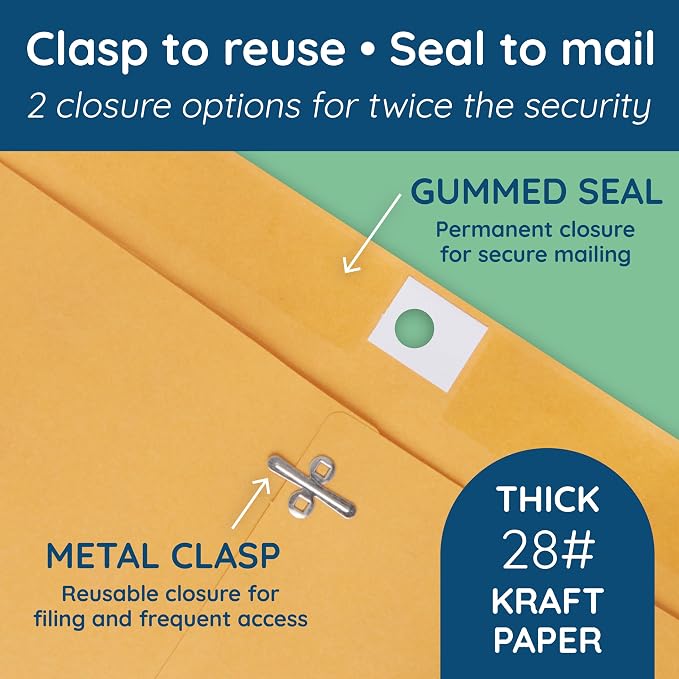 Blue Summit Supplies 100 9” x 12” Clasp Envelopes - Image 3