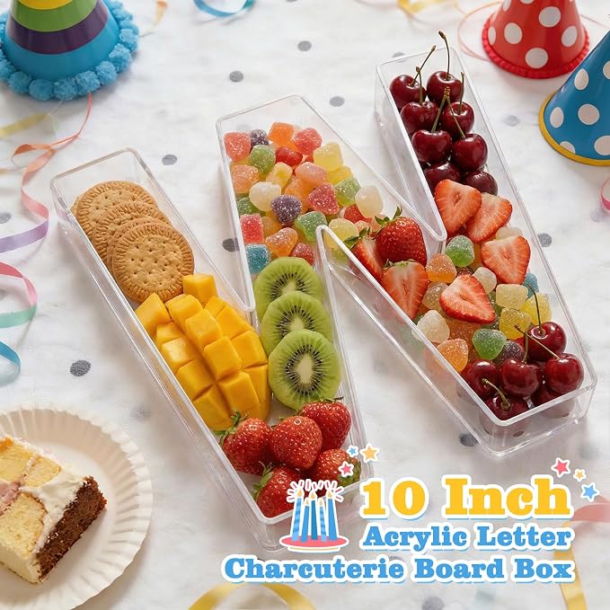 Ledido 10’’ Acrylic Letter Charcuterie Board Box, Reusable Fillable Serving Tray - Image 2