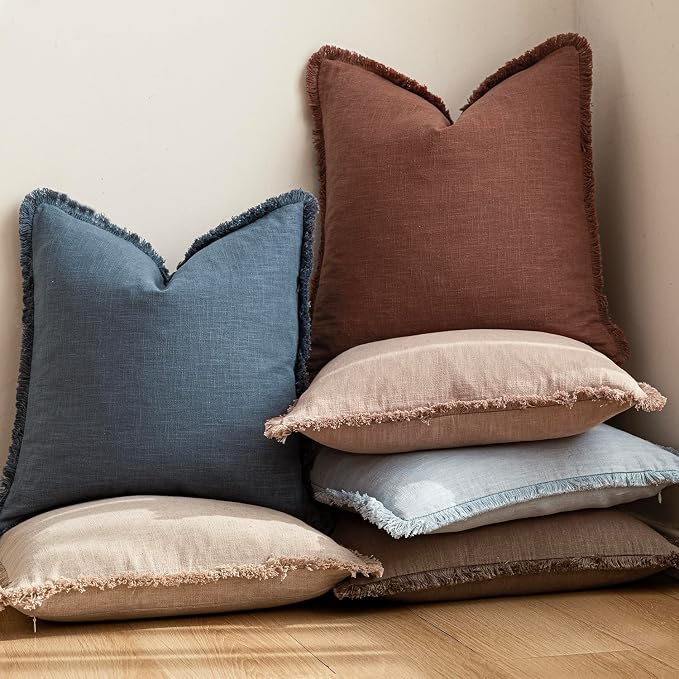 Foindtower Set of 2 Decorative Linen Fringe Lumbar Throw Pillow Covers - Image 6