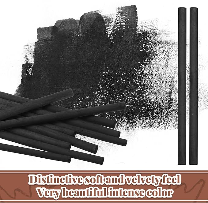 Gueevin 25 Pcs Willow Charcoal Sticks, Willow Charcoal, Artists, Beginners, Students, Perfect for Sketching, Drawing, Shading, and Fine Art (7-9mm)-DeskLoop Office