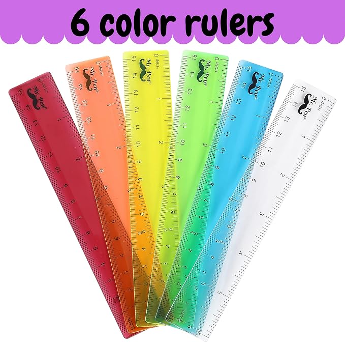 Mr. Pen- Plastic Rulers, 6 Inch, 6 Pack, Durable Small Transplant Rulers - Image 2