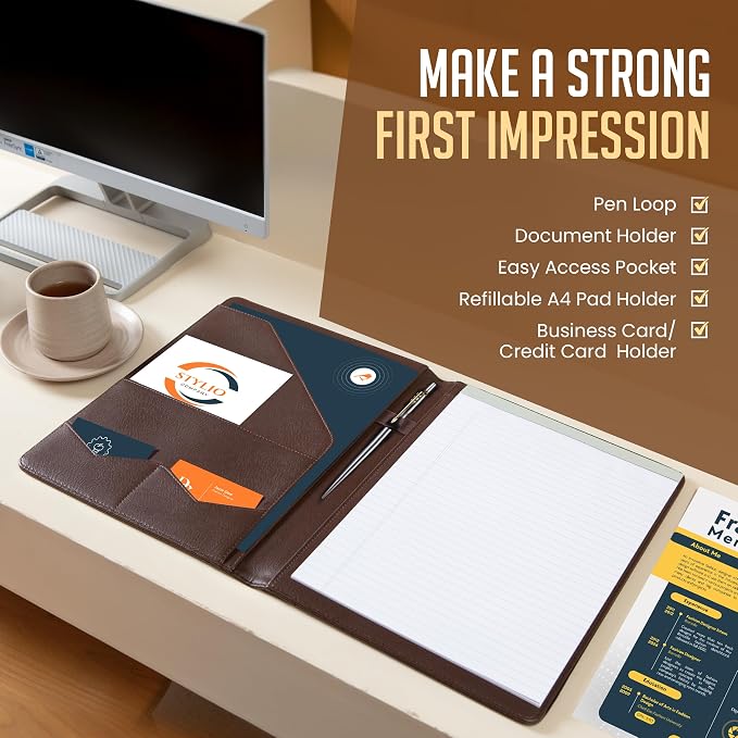 STYLIO Padfolio Portfolio Organizer Binder | Interview Resume Folder, Business - Image 3